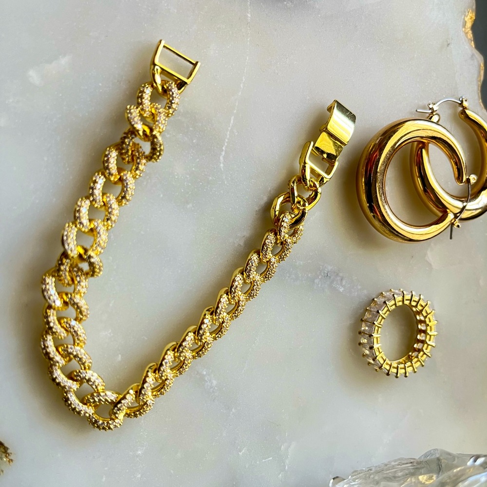 Gold Studded Cuban Link Bracelet